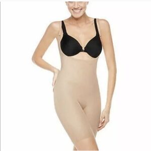 Spanx Slimplicity 991 Open Bust Mid Thigh Bodysuit Large
